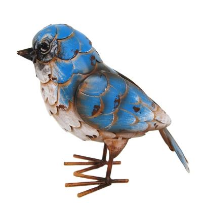 China Europe IMPROVE Elegent Nice Gift Iron Blue Bird Desk Decor Shape Metal Art Bird Sculpture Home Ornament for sale