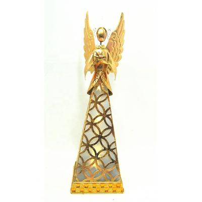 China Metal Iron Table Crafts House Decorative Table Metal Angel Prayer Statue Iron Crafts for sale