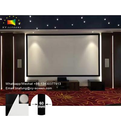 China OEM/ODM Fixed Frame Projector Screen 6cm Border Fixed Frame for Home theater Office meeting PVC Front White Rear Black for sale