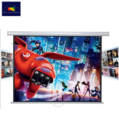 China OEM Factory Manual Pull Down Projector Screen HD Widescreen Retractable Auto Locking Portable Manual Projection Screen for sale