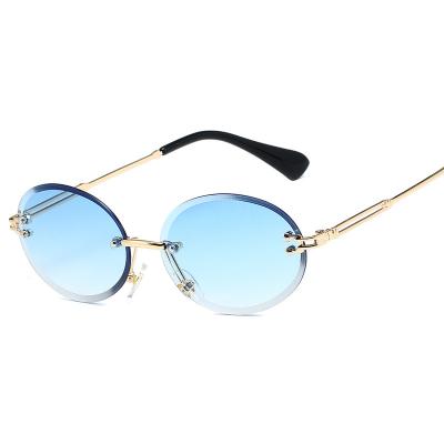 China New Women's Internet Snap-on Glasses Frameless Sun Glasses Celebrity Fashion Sunglasses Color Gradient Trend Oval Border Street Sun Glasses for sale