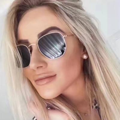 China Fashion Sunglasses New Metal Polygonal Sunglasses European and American Fashion Small Frame Colorful Mercury Marine-Lens Sunglasses Wholesale for sale