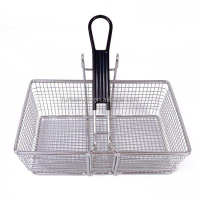 China Viable Professional Kitchen Fry Basket Supplier Metal Food Fryer SS201 Frying Basket Strainer for sale