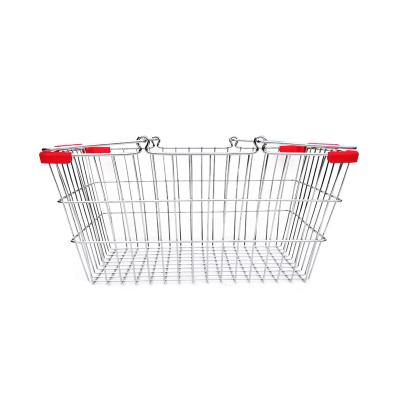 China Two Handle KTV Bar Hand Basket Multi-Use Wire Mesh Storage Basket With Handle Cheap Retail Shopping Basket for sale