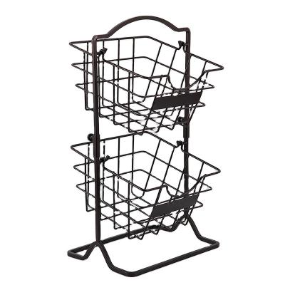 China Metal Kitchen Storage Rack Fruit and Vegetable Drain Rack Top Quality Viable Fruit Basket for sale