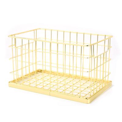 China Japanese Style Durable Gold Single Color Heavy Duty Champagne Metal Locker Large Wire Basket for sale