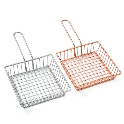 China Viable Chicken Burger French Fries Serving Rack Iron Multicolor Food Square Frying Basket for sale