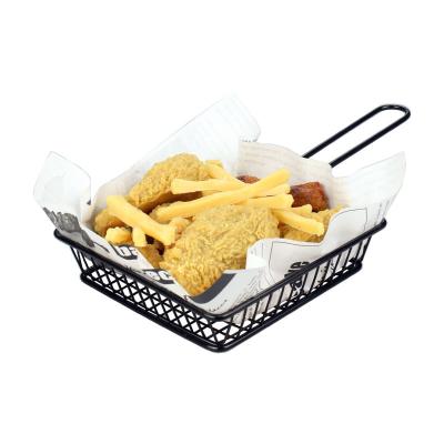 China Sustainable Mini French Fries And Basket Low Price Stock Wholesale Iron Metal Chicken Frying Basket for sale