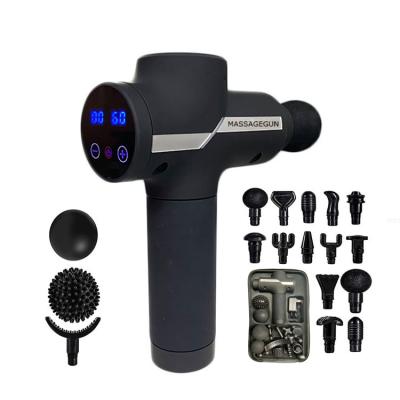 China 2021 Powerful Deep Body Percussion Muscle Tissue Muscle Massage Gun 24v Fascia Gun with 30 Speed ​​15 Heads Carry Case for sale