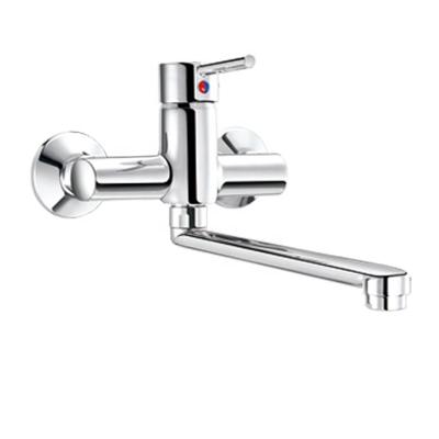 China Other Hot And Cold Mixer Chrome Kitchen Faucet Wall Mounted Solid Brass Water Tap for sale