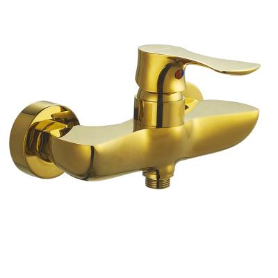 China Wall Mounted Brass Metered Faucets Gold Plated Economic Outdoor Bath Shower Faucet for sale