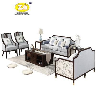 China PANEL New Design Foshan Hotel Living Room Furniture Wooden Sofa Set ZH-S808 for sale