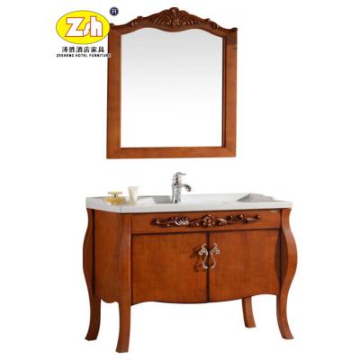 China Traditional Hotel Vanity Waterproof Wooden Bathroom Cabinet Bathroom Vanity Z-E205 for sale