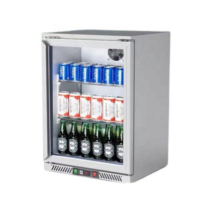 China Single-temperature commercial glass front door under counter small refrigerated display case table top mini bar fridge for sale