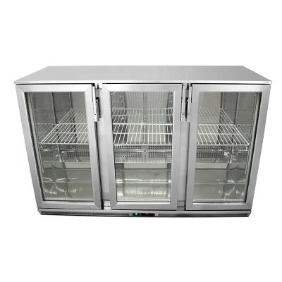 China Single-temp Glass Commercial 3 Front Door Under Refrigerated Cabinet Beer Display Desktop Cooler Over Counter for sale