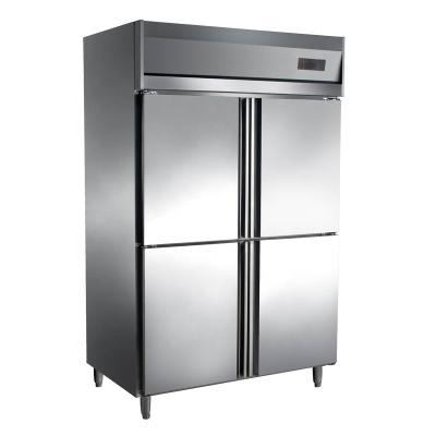 China Refrigerator Freezer Commercial 201/304 Stainless Steel Kitchen Equipment 4 Doors Upright Refrigerator And Freezer for sale