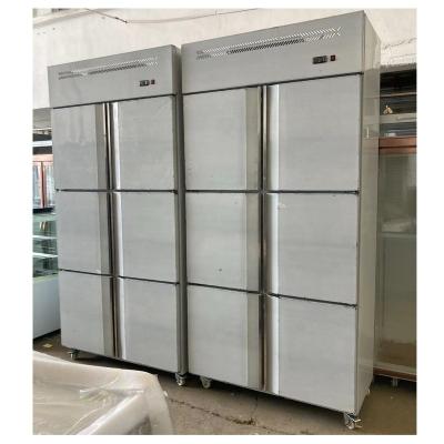 China 201/304 Outdoor Upright Commercial Refrigerator Freezer Stainless Steel Restaurant Kitchen 6 Doors Refrigerator for sale