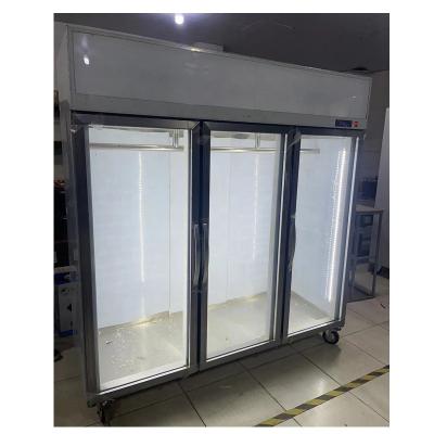 China Single-temperature 201/304 Stainless Steel Kitchen Restaurant 3 Doors Deli Upright Commercial Meat Hanging Refrigerator for sale