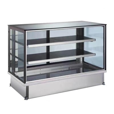 China Commercial Fruit Refrigerator Showcase Cabinet Single-temperature Bakery Right Angle Type Refrigerated Glass Cake Display for sale