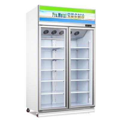 China Single-temperature Used Commercial Meat Display Freezer Customize Style Air Cooled Glass Door 2 Upright Food Freezer for sale