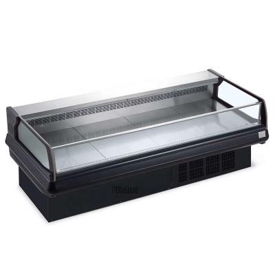 China Single-temperature Supermarket Deli Food Display Refrigerated Frozen Chilled Open Type Grocery Meat Display Fish Seafood Ice Fridge for sale