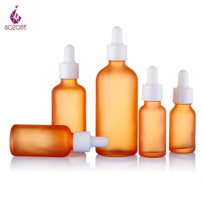 China Cosmetic Orange 1Oz Serum Frosted Essential Oil 2Oz 30Ml Cosmetic Glass Dropper Bottle for sale