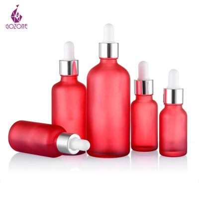 China Cosmetic 100 Ml 30Ml Serum Cheap Personalized Essential Oil Bottles Red Glass Dropper Bottle for sale