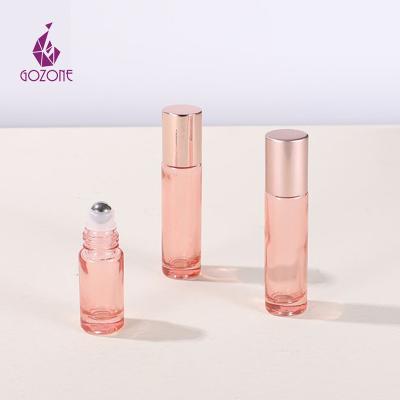 China Rose Gold Essential Oil 10Ml Clear Perfume Glass Cosmetic Roll On Bottle Sample Bottles For Perfume Oil for sale