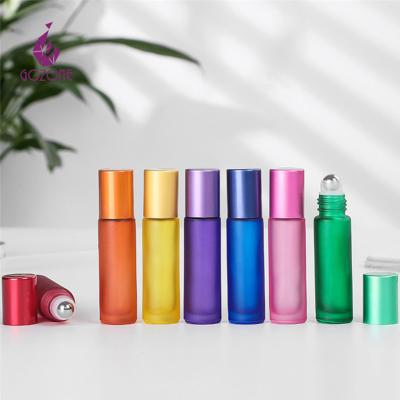 China 5Ml Cosmetic Roll On Glass Cosmetic Bottle Serum Essential Oil Rose Cosmetic Bottle for sale