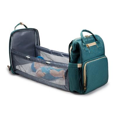 China Waterproof Multifunctional Custom Babies Things Nursing Foldable Mom Backpack Nappy Diaper Bag With Changing Station for sale