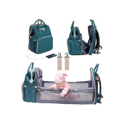 China Water Resistant Portable 3 in 1 Custom Printed USB Backpack Baby Left Expandable Diaper Bags with Changing Station for sale