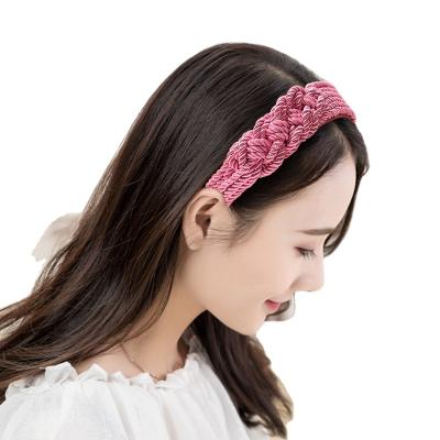 China Handmade Simple Colorful Casual Twist Knitted Wool Headband Women Girl Hair Accessories for sale