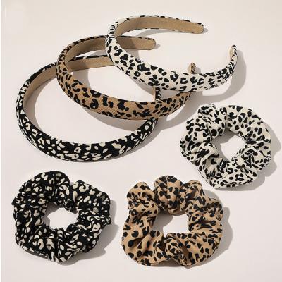 China High Quality Luxury Elastic Leopard Hair Band Scrunchies Hair Rope Bands Headwear Headwear Set For Women for sale