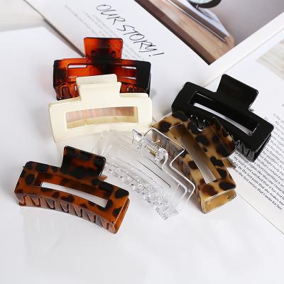 China High Quality Customized 2021 New Rectangular Large Hollow Women's Acrylic Hair Clip Hair Claw Clip Retro for sale