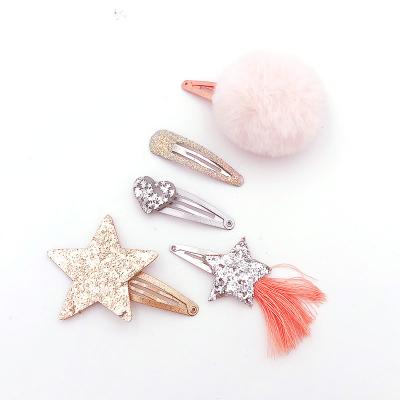 China High Quality Cute Colorful Kids Hairpin Accessories Shape Little Girls Metal Plush Decorative Clip for sale