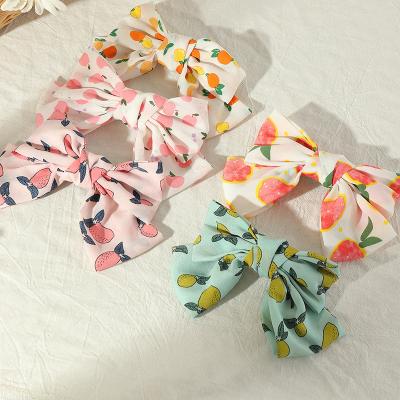 China High quality children's cute cartoon fruit print hair clip bow tied hairpin hair accessories with girl for sale