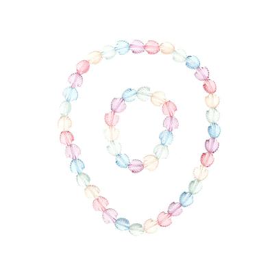 China High Quality Pink Color Transparent Pearl String Bracelet Bead Girl Necklace Bracelet Pendant Set for sale