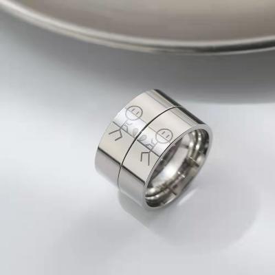 China European and American pair ring stainless steel high quality titanium steel ring for sale