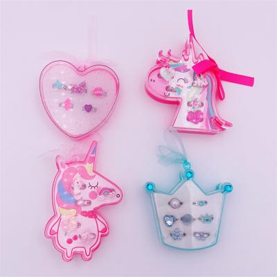 China The box formed by Ring Jewelry Set Unicorn Heart Toy Pearl Diamond Cute Children's Ring High Quality for sale