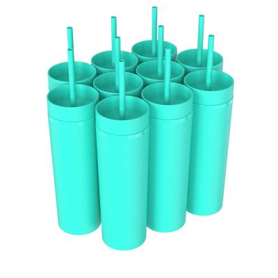 China Viable Pastel Colored Double Wall Matte Plastic Bulk Tumblers Customized 16oz Acrylic Cups With Lids And Straws for sale