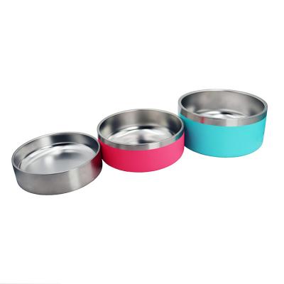 China 2022 Customized Viable Double Wall Food Dog Bowl 24oz 42oz 64oz Stainless Steel Color Pet Bowl With Silicone Pad for sale