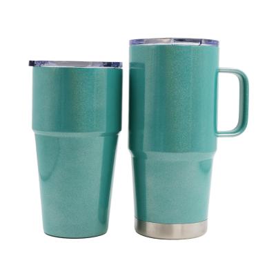 China Barber Shop Tumbler Stainless Steel Insulated Coffee Mug With Lid 24oz Cup Stackable Handle Tumbler for sale