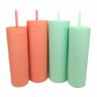 China Amazon Wholesale Skinny Tumbler Top Sale Customized Matte Plastic Skinny Tumbler Cup With With Lid And Straw for sale