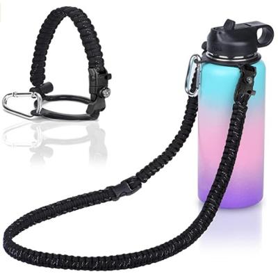 China Expanding Paracord Handle Wide Mouth Bottles 12oz to 64oz Durable Shoulder Strap with Safety Ring and Compass for sale