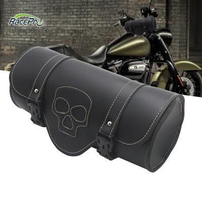 China Motorcycle Front Tool Bag PU Leather Tool Bags Motorcycle Storage Luggage Retro Scrambler Universal Leather Fork Roll for sale