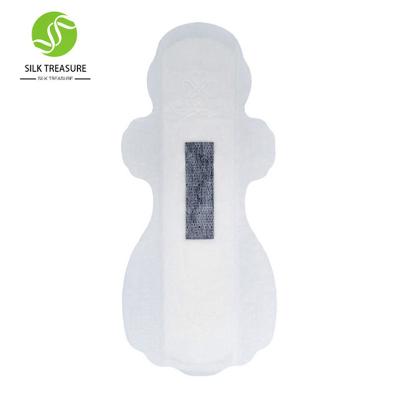 China 360mm Smell Control Bamboo Charcoal Chip Products Super Absorbent Feminine Sanitary Napkin Black Sanitary Pads for sale