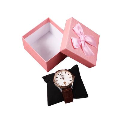 China Recyclable New Bowknot Watch Gift Box with Inner Lining Small Pillow Jewelry Box Wholesale Creative Paper Packaging Box for sale