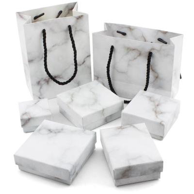 China Recyclable Ins style marble pattern with film covered necklace packaging paper box  bracelet jewelry box for sale