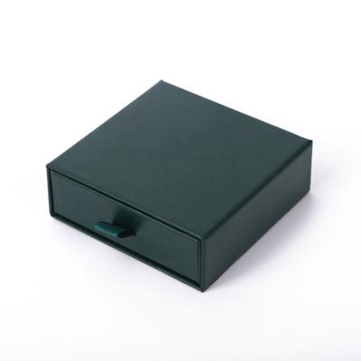 China Recyclable Stock drawer box dark green jewelry bracelet necklace packaging box jewelry box for sale