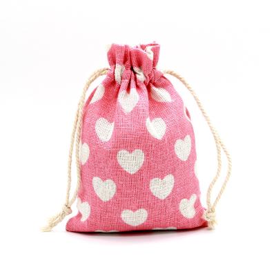 China Gift Printed cotton bag drawstring bag gift jewelry bag small cloth  with tie mouth for sale